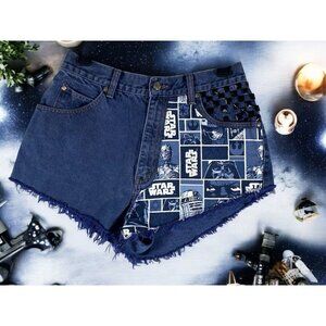 Vintage 90s Levi's 900 High-Waisted Denim Shorts – Star Wars Patchwork & Studded